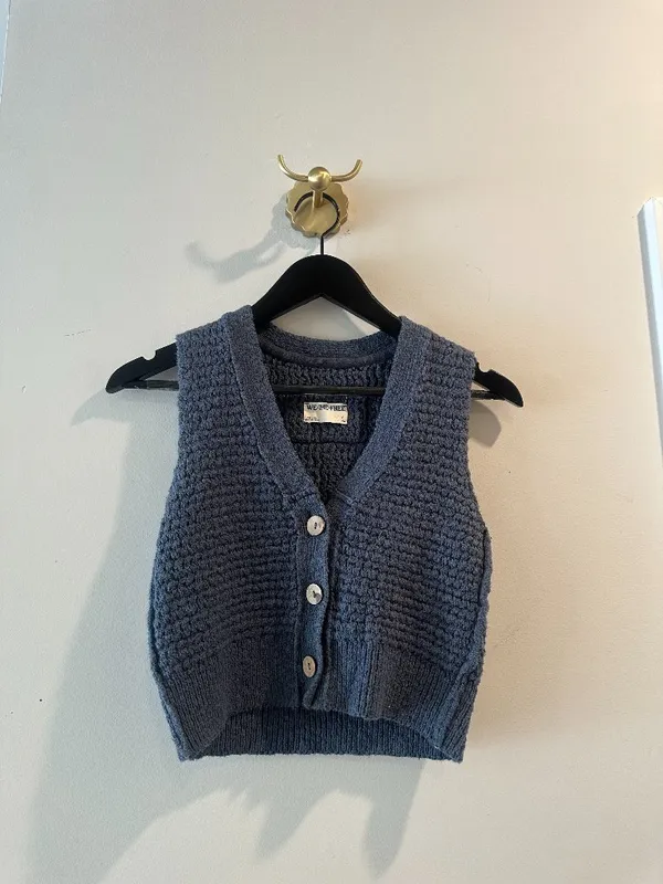FREE PEOPLE Ava Knit Vest in Blue Size Small - Image 5