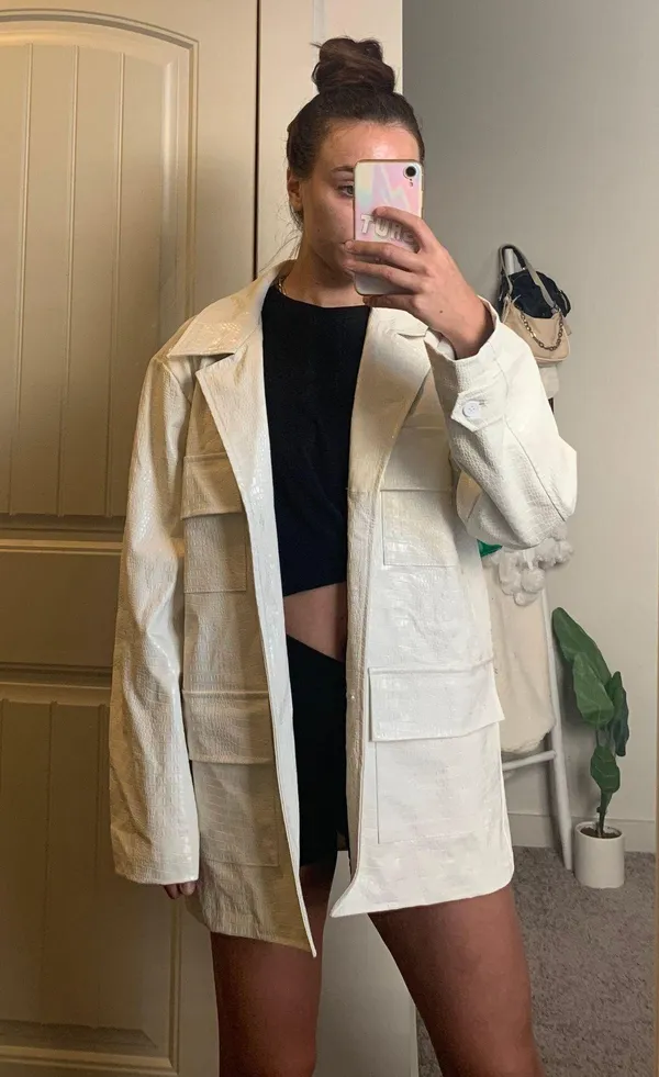 LIONESS White Faux Leather Jacket - Image 2