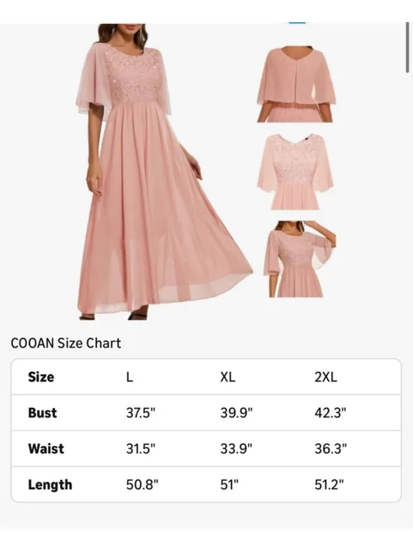 NEW Pink Wedding Guest Cocktail Formal Cape Ruffle Long Maxi Dress XL - Image 4