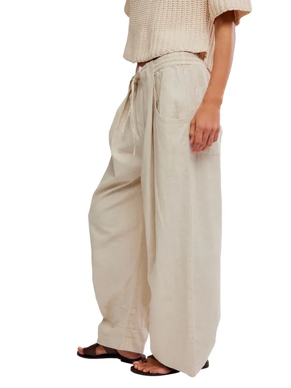 ✨NWOT Free People Chambers Linen Laid Back Pull On Pants XS✨ - Image 3