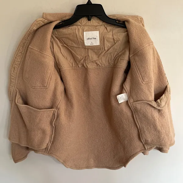 Wilfred Free Aritzia Ganna Shirt Jacket Camel Tan Boiled Wool‎ Shacket Small - Image 10