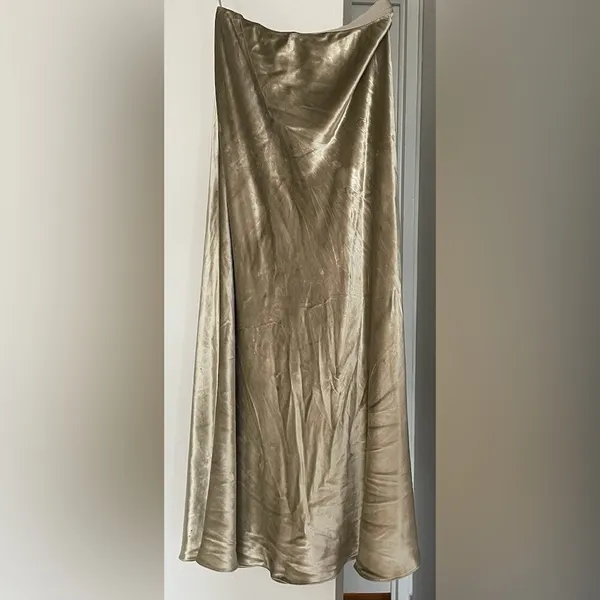 POLO RALPH LAUREN Flared Velvet Midi Skirt in desert slip style Sz 8 - Image 3