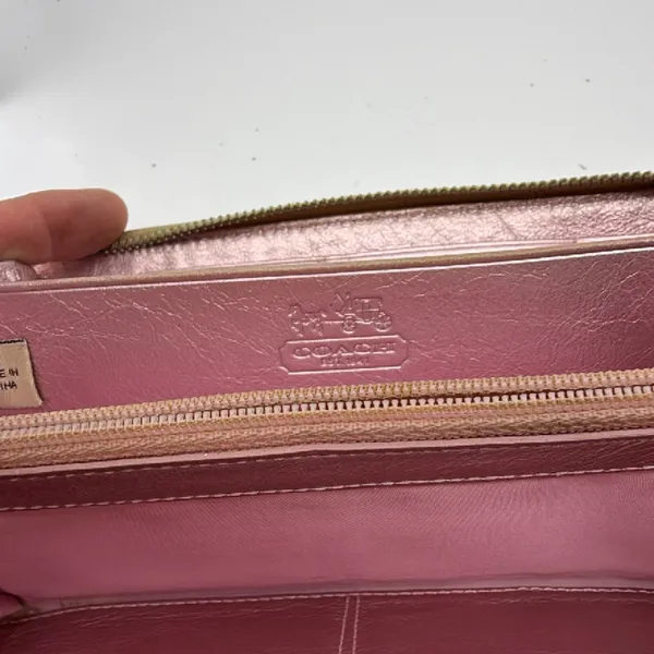 Coach Beige Heart C Coated Canvas Zip Around Wallet - Image 5