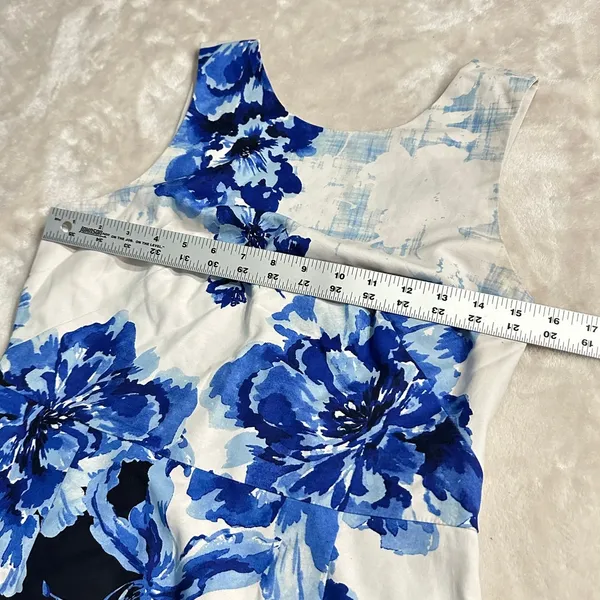 Maeve x Anthropologie Vanda Sheath Dress Women's 8 Blue Floral Sleeveless - Image 8