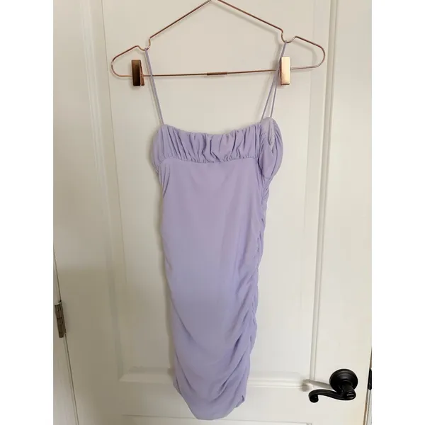 Princess Polly Mini Dress Women US 4 Lilac Purple Ruched Bodycon Spaghetti Strap - Image 5