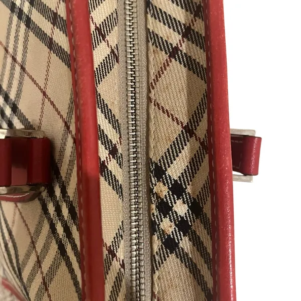 Vintage Burberry Blue Label Tote Hand Bag Nova Check Purse 12x8.5 - Image 6