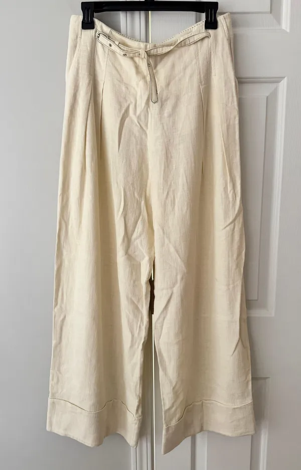 Anthropologie Linen Blend City Beach Trouser Pants, Size 6 - Image 6