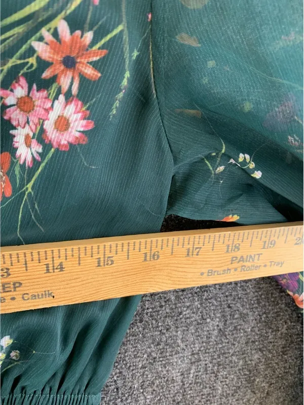 NWT Cupshe Womens Medium Green Floral Long Sleeve Mini Dress V-Neck Boho Casual - Image 6