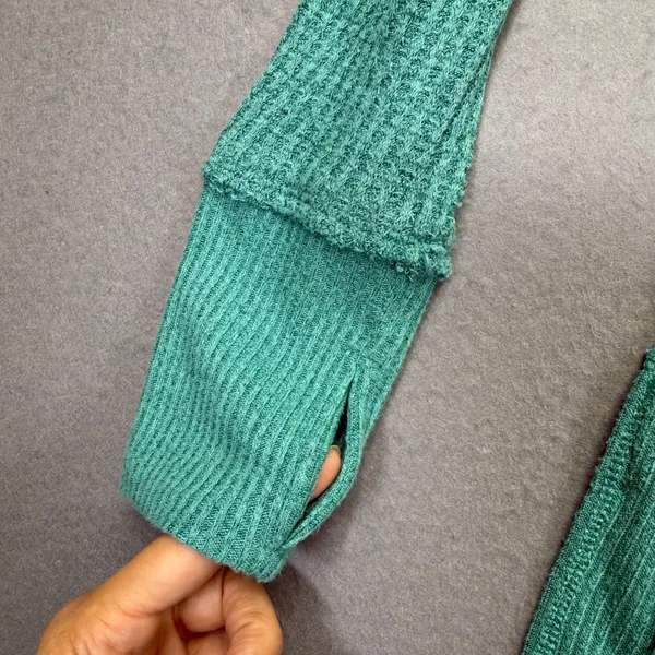 We The‎ Free Free People Teal Green Waffle Knit Thumbhole Tunic Top Small - Image 4