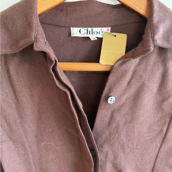 Chloe Brown button up top sz 40 (S) - Image 2