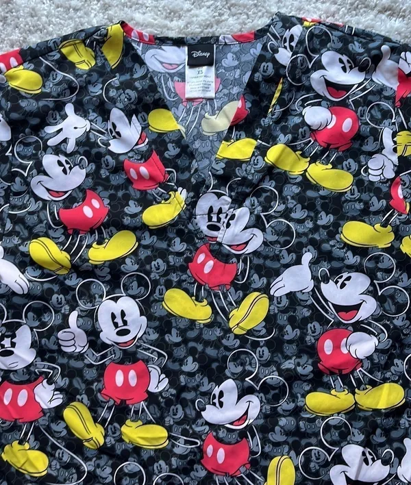 Disney Unisex Mickey Mouse Scrub Top - Image 2