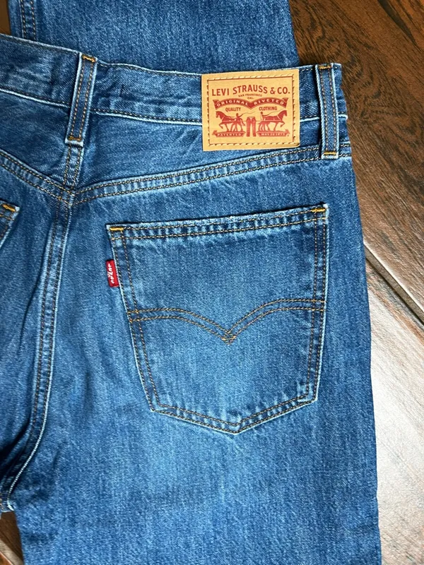 Levi’s Distressed Dark Wash Low Pro Straight Denim Jeans - Image 5