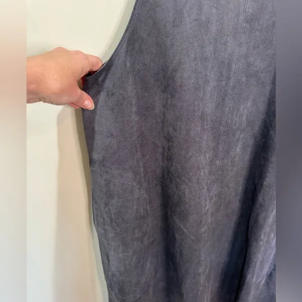 Wilfred Aritzia Faux Suede Shift Dress Charcoal‎ Grey Sleeveless Mini Pockets S - Image 3