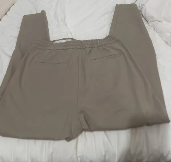 ZARA men,s Taupe Solid Jogger Pants Pockets Drawstring Elastic Waist XL - Image 3