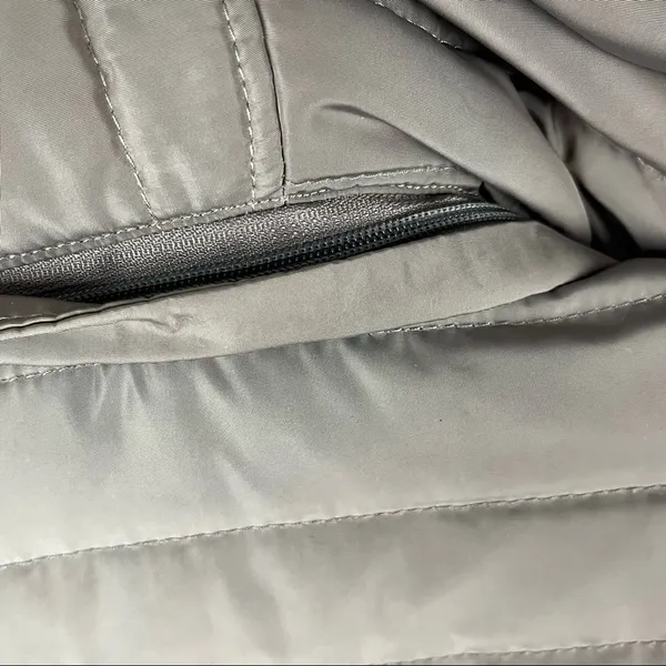 GALLERY Brown Quilted Puffer Faux Fur Zip Hoodie Zipper Lined Coat, Size. Medium - Image 8