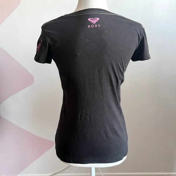Black Roxy Logo T Shirt Florida Vintage Graphic Tee Y2K 2000s‎ Retro XS - Image 2