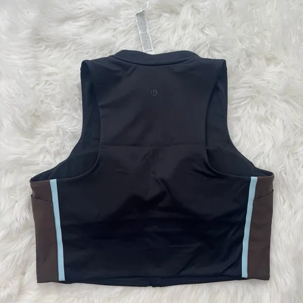 Lululemon Satin Shine Full Zip Tank Top Black Walnut Crunch Foam Cloud Large - Image 7