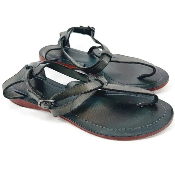 Frye Taylor Sandals‎ Leather Thong Blue/Green Women’s 8.5 Bohemian - Image 9