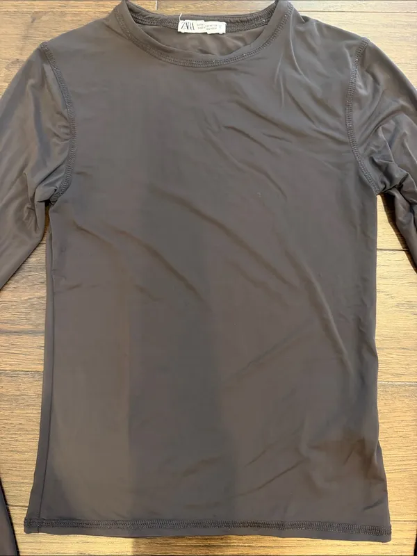 Zara Long Sleeve Crewneck Top in Brown Size Medium - C27-099 - Image 4
