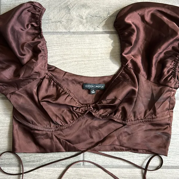 Cotton candy la brown blouse Size M - Image 4