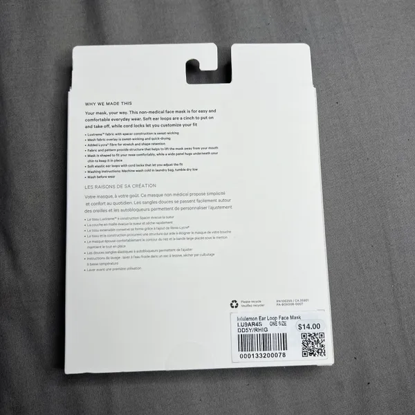 Lululemon Ear Loop Face Mask *Mesh Overlay NWT (Unused/Unopened) *BRAND NEW - Image 10