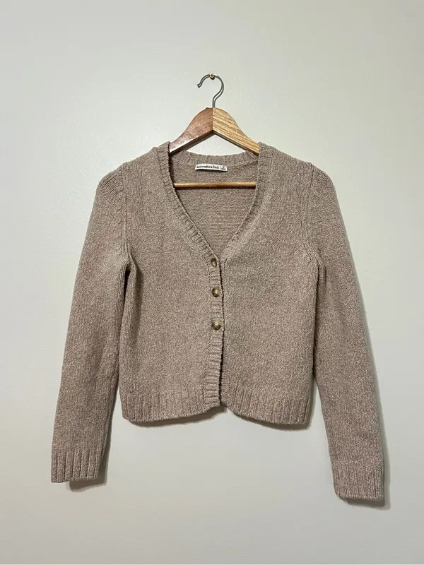 Abercrombie & Fitch Textural Cardigan Sweater Size Small Knit Cream Fall Winter - Image 2