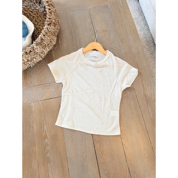NWOT Sage The Label Short‎ Sleeve Tee Women's Cream Size Medium - Image 4