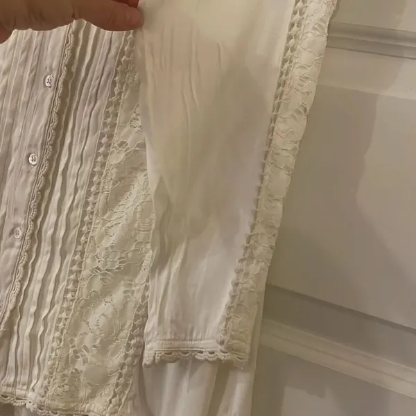 Sundance Boho Cream Lace Button Down Blouse - Image 5