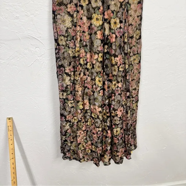 Vintage Handmade Dark Floral Sheer Maxi Dress Women M Cottage Core Fairy Romance - Image 11