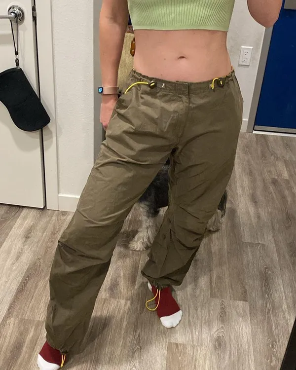 Y2k vintage L.E.I low rise baggy utility cargo pants olive green medium - Image 3