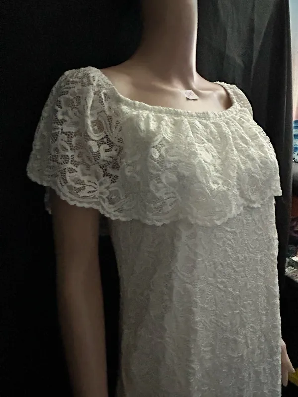 Pink Blush Women’s Lace Overlay Off-Shoulder Midi Dress in Ivory LG NWT - Image 5