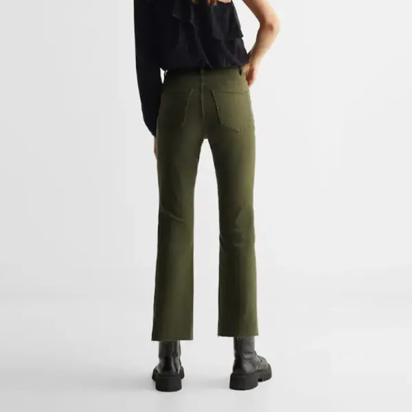 Mango Teen Girls Frayed Finish Flare Jeans in Green, Size M​​​​​​​​ - Image 2