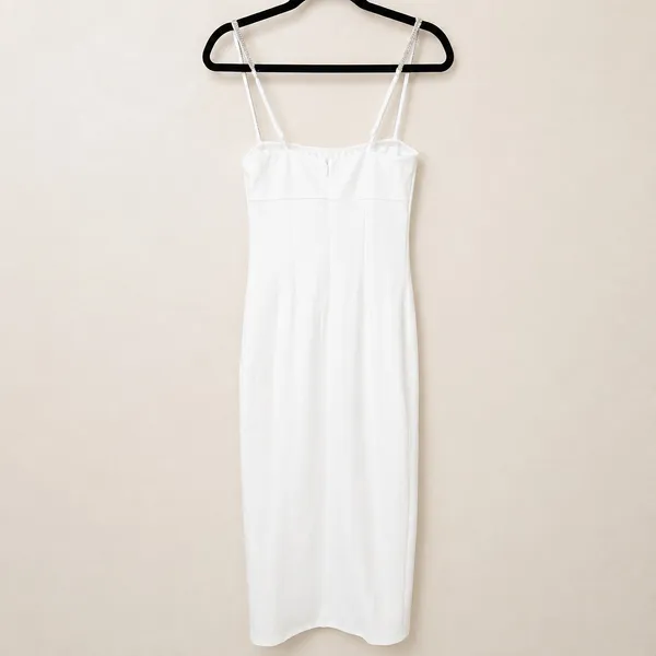 Lulus NWOT Upscale Flirt Ivory Rhinestone Sleeveless Bodycon Midi Dress XS - Image 8