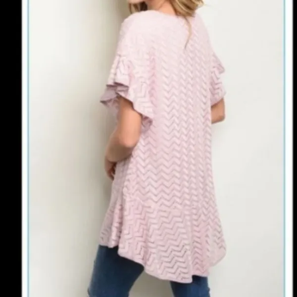 Women’s entro Crochet Short Sleeve Hi Lo Top in Tea Rose sz small - Image 4