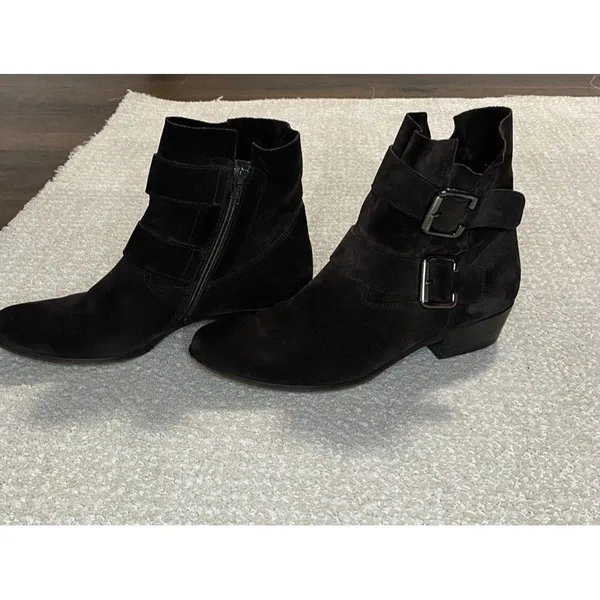 Paul Green Brown Suede Ankle Booties Buckle Zipper Women's US 6 miden 27.5 Cm - Image 3