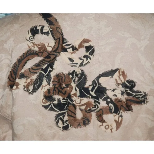 Marisol Ladies Brown Suede Long Sleeve Jacket Size L Floral Open Front Patchwork - Image 7