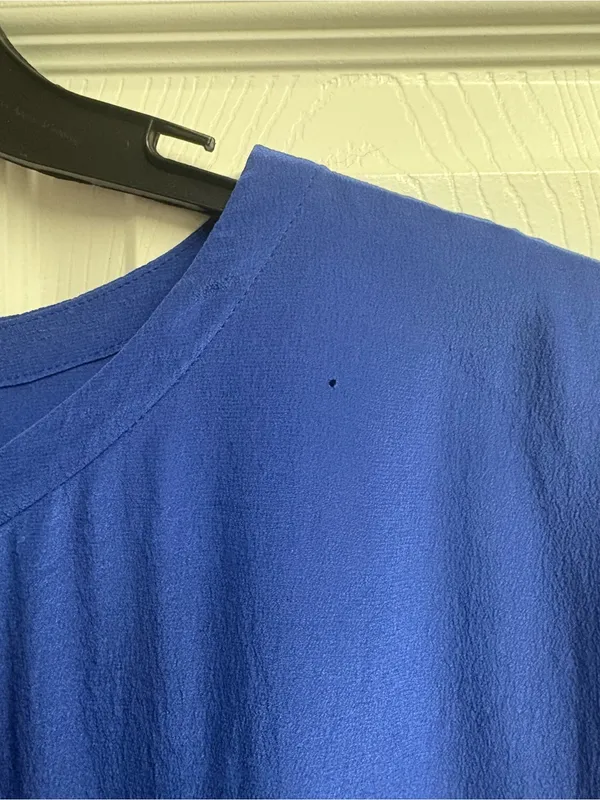 Eileen Fisher Blue 100% Silk Midi Dress Size Large - Image 5