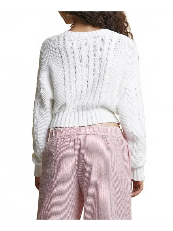 PacSun Cotton Beverly and Beck Heart Cable Knit Crew Neck Sweater White NWT XXL - Image 2