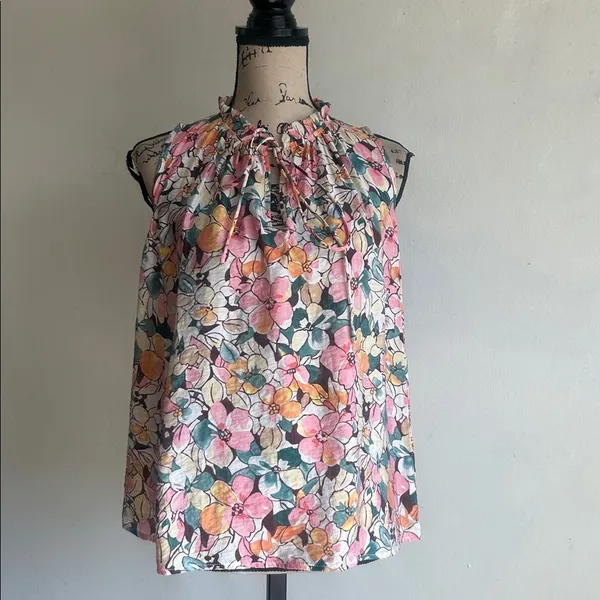 The Korner Floral Sleeveless Ruffle Collar Blouse Size Small NWT - Image 4