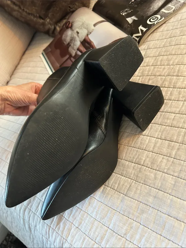 Steve Madden NIX black leather pointed toe retro block heel ankle boots 8.5 - Image 12