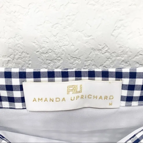 Amanda Uprichard Marise Dress Navy Gingham Ruffle Size medium m revolve - Image 6