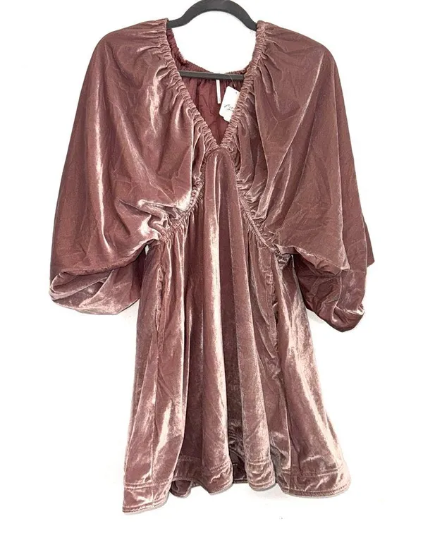 NEW FREE PEOPLE Portia Velvet Mini In Winter Bloom Size Medium - Image 6