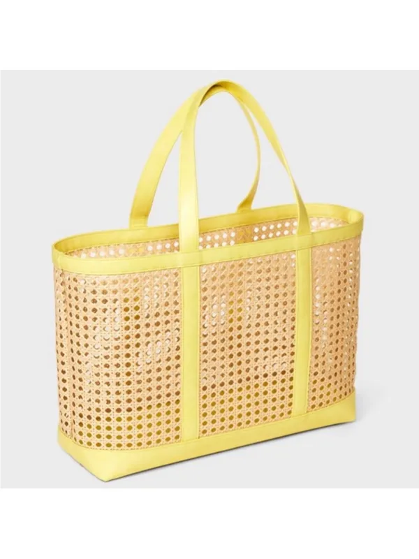 Universal Threads Caning natural tote handbag yellow - Image 2
