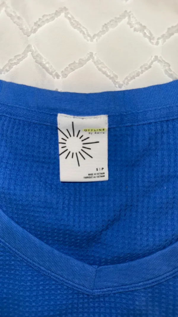 Offline by Aerie Blue Waffle Knit Long Sleeve Shirt - Image 2