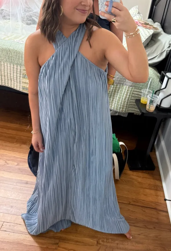 These Three Boutique Plisse Cross Front Maxi Dress - Image 5