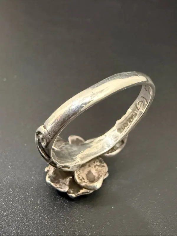 Vintage Signed MARAVA Oxidized Sterling Silver Full Bloom 3D Rose Ring Size 9 - Image 5