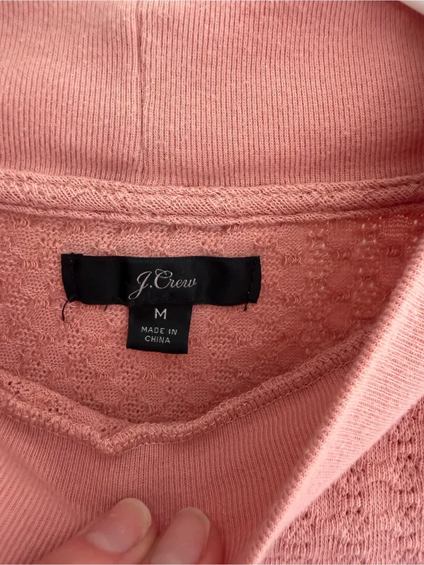 J.Crew‎ Textured Mock Neck Long Sleeve Top Pink Puff Sleeve Medium - Image 3