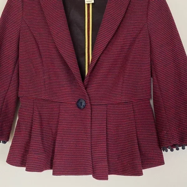 TABITHA Anthropologie Striped Peplum Blazer Jacket - Image 4