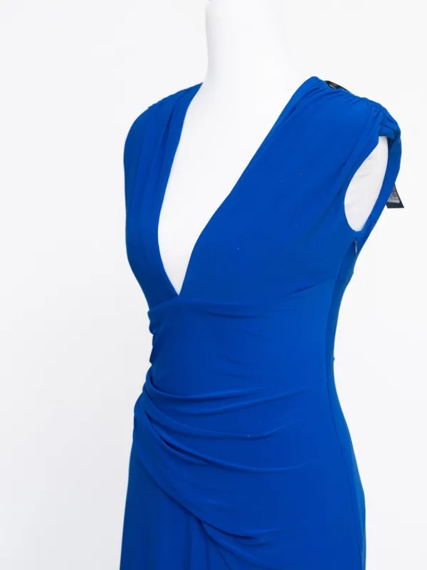 Betsy & Adam - Draped V-Neck Side Slit Gown‎ - Image 10