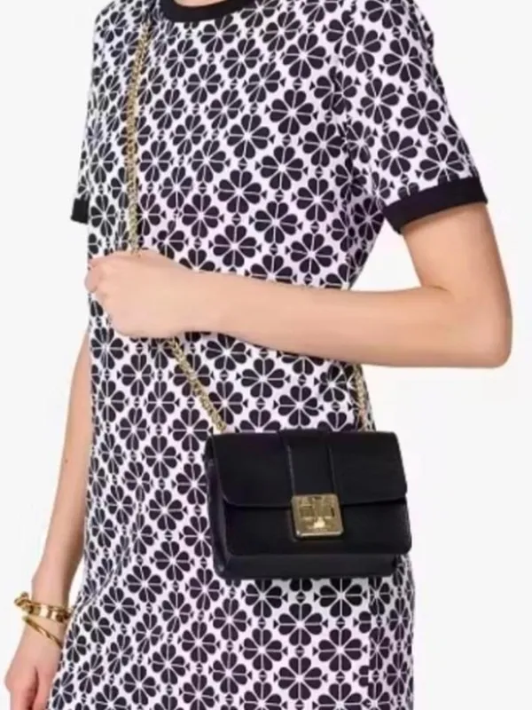 kate spade Phoebe Black Leather Mini Flap Crossbody with Turnlock Closure - Image 2